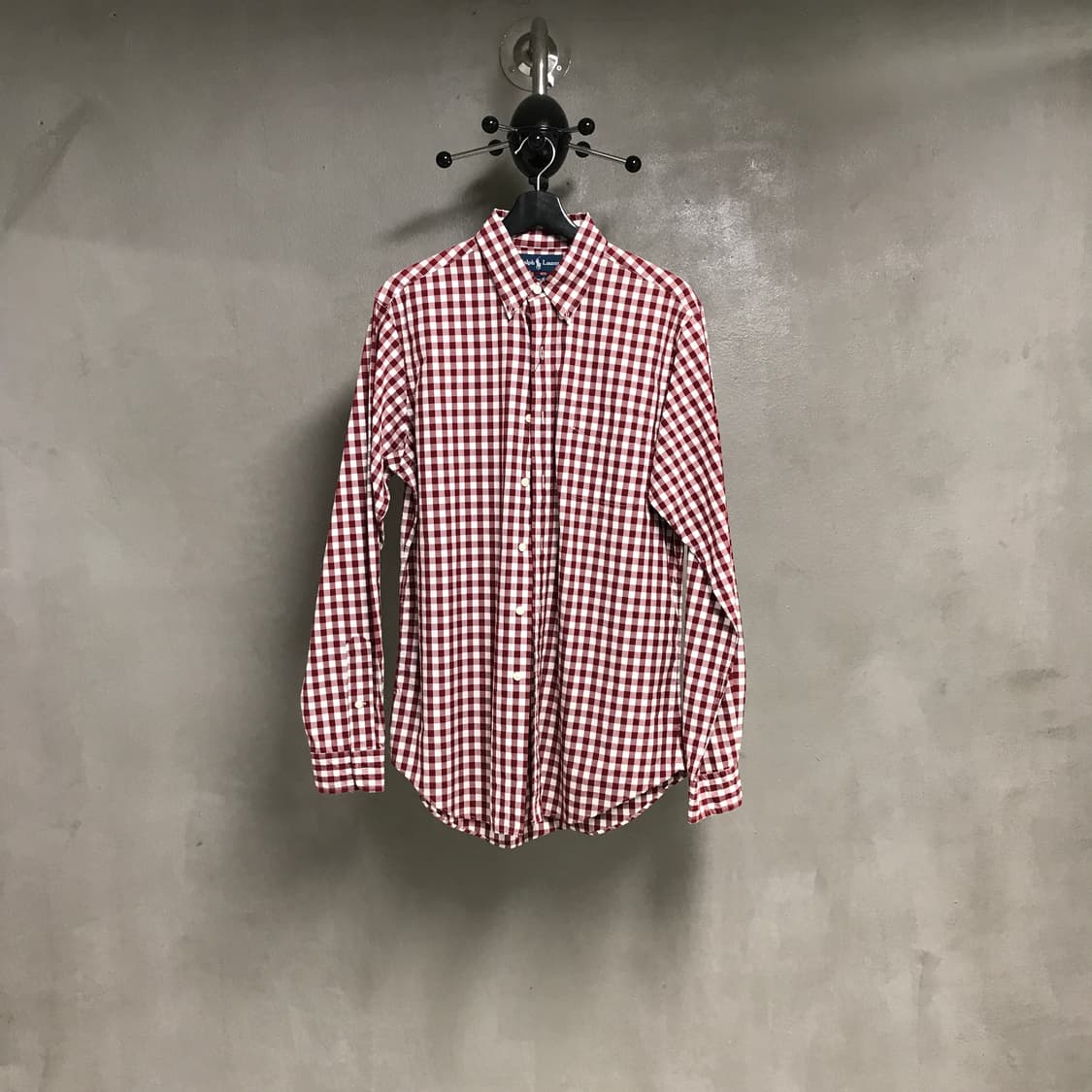 폴로 랄프로렌 깅엄 체크 셔츠 레드 M 상품이미지1
