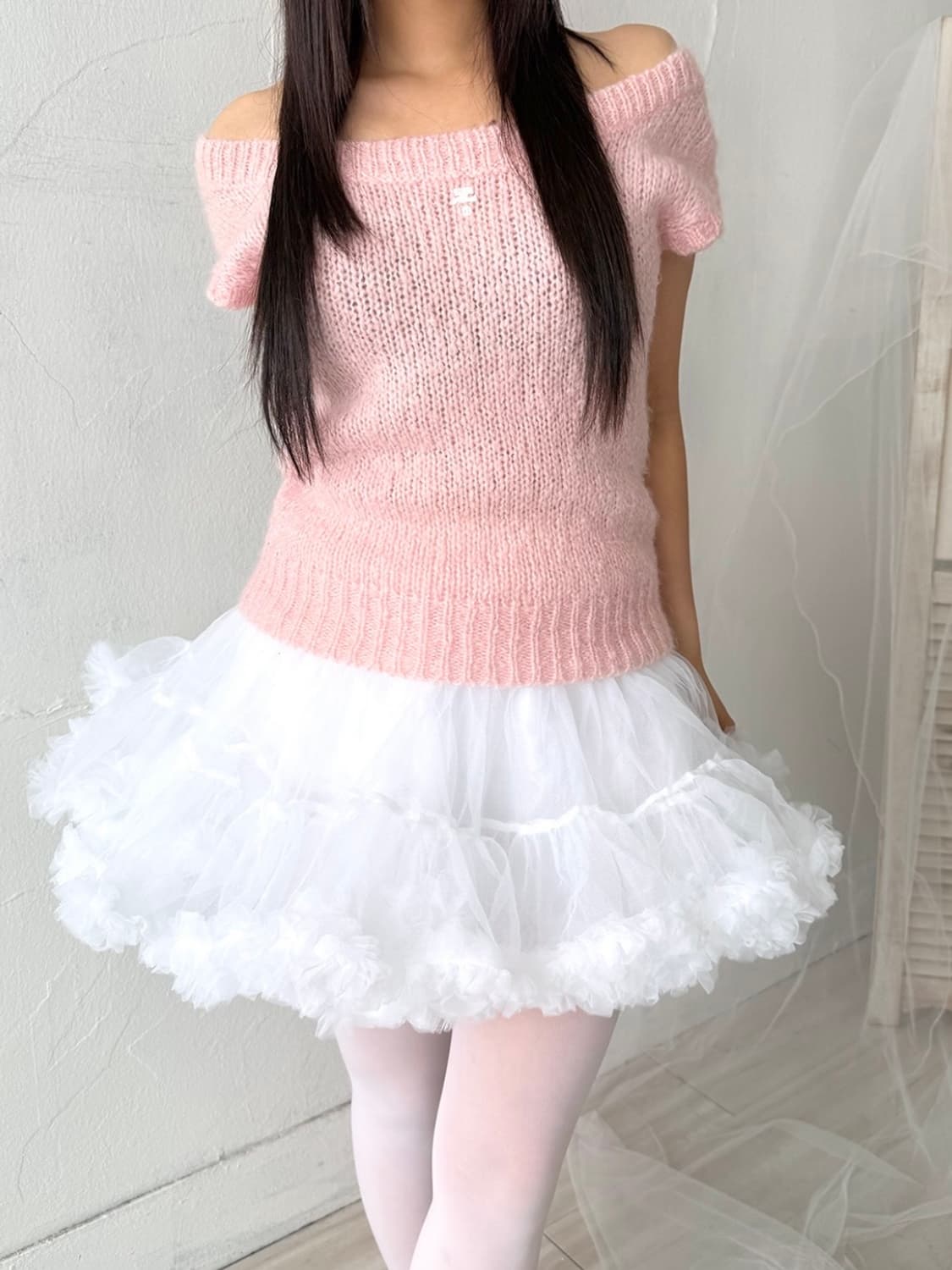 White Balletcore Tutu Mini Skirt 상품이미지5