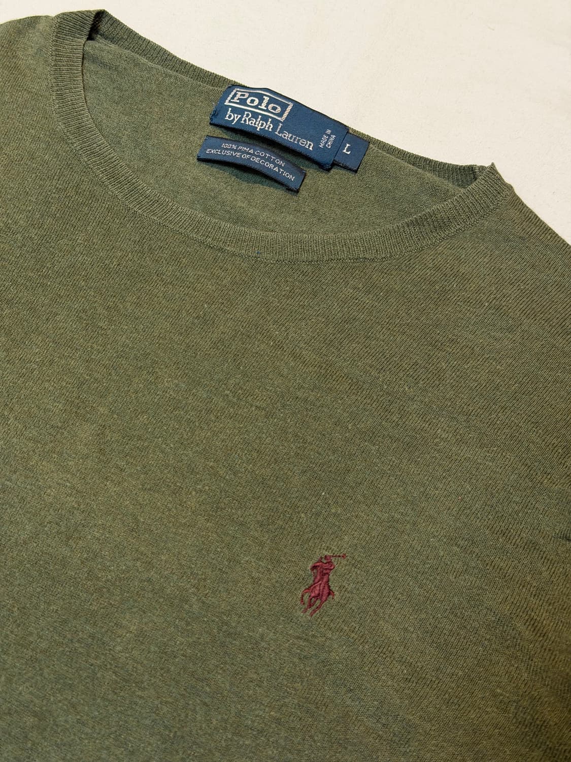 폴로 랄프로렌 라운드넥 코튼 니트 말차 카키 올리브 상품이미지2