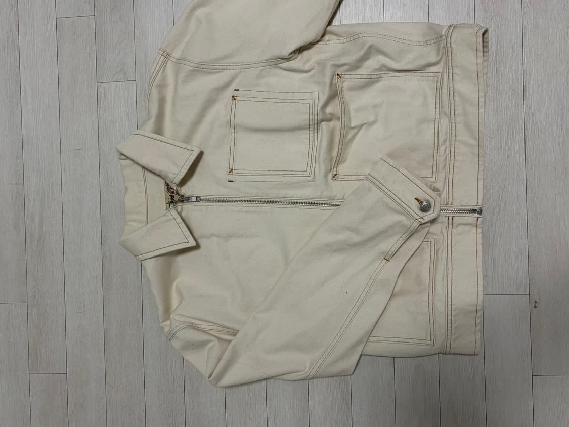 stussy overdyed zip work jacket natural 상품이미지4