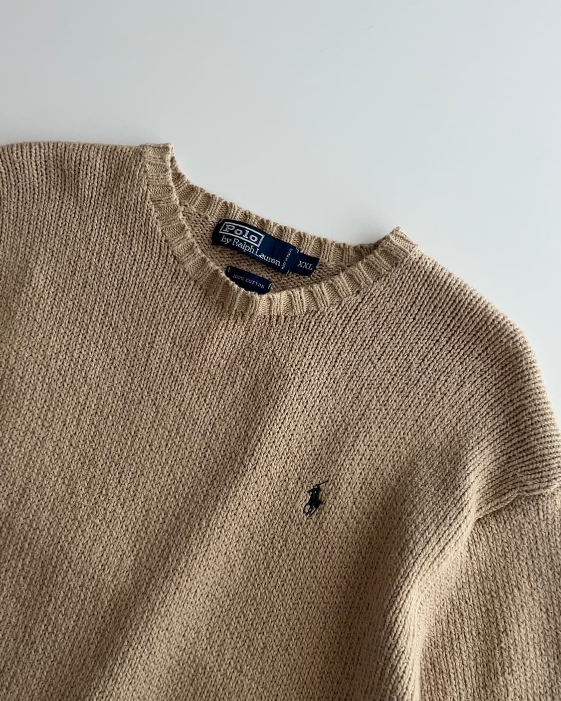 폴로 랄프로렌 베이지 라운드넥 니트 XXL 상품이미지2