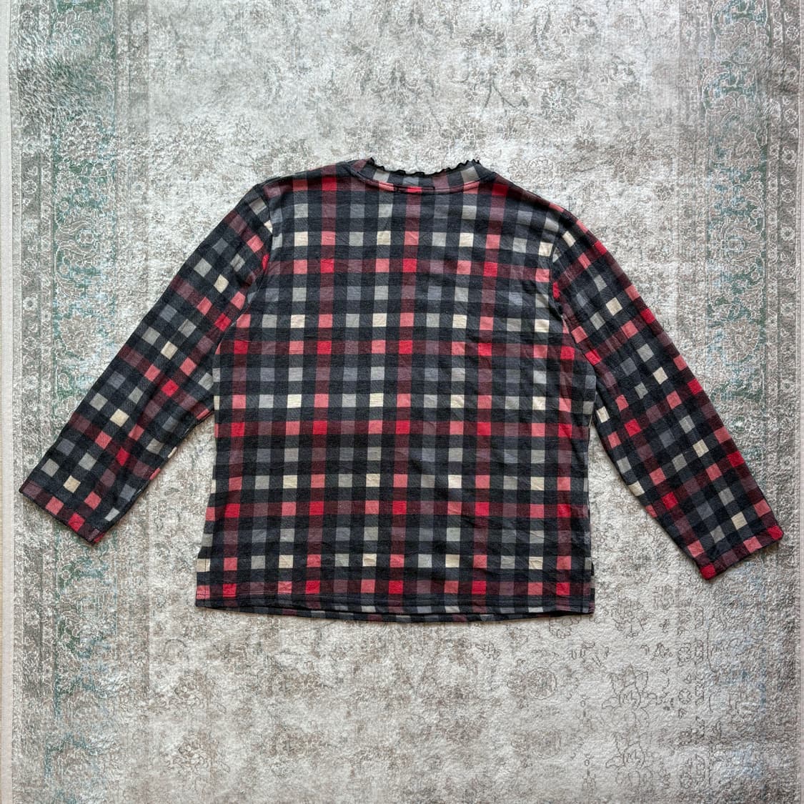 Plaid Lettuce Trim Top 상품이미지5