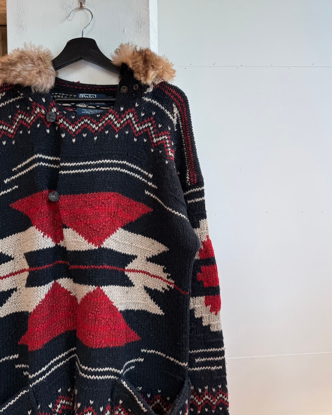 폴로 랄프로렌 블랙 핸드니트 아즈텍 울 가디건  상품이미지5