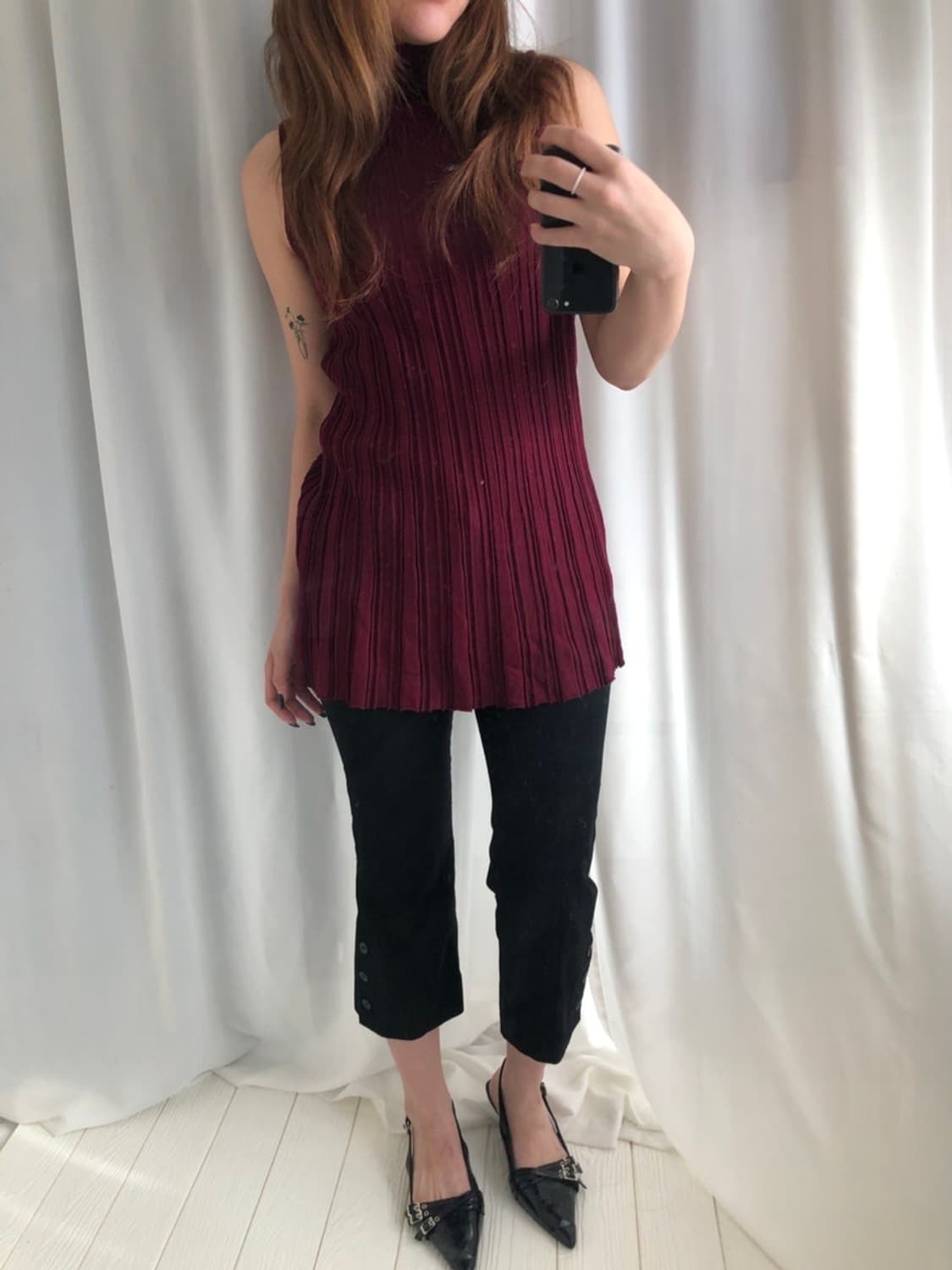 790. burgundy volume pleats dress 상품이미지4