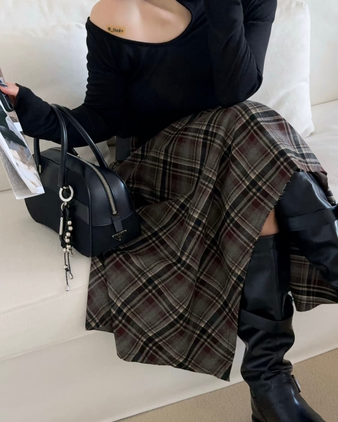 프라다 사이드 로고 볼링백 보스턴백 상품이미지10