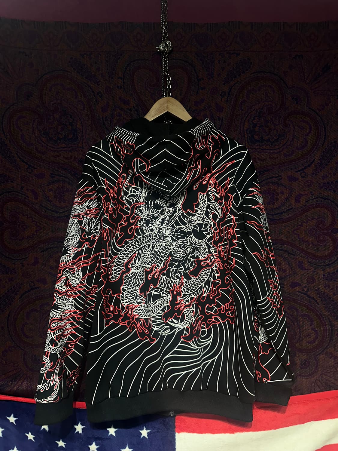 일본 오리엔탈 용프린팅 후드집업 상품이미지8