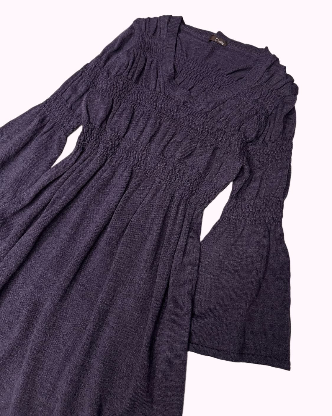 purple shirring argyle knit dress 상품이미지2