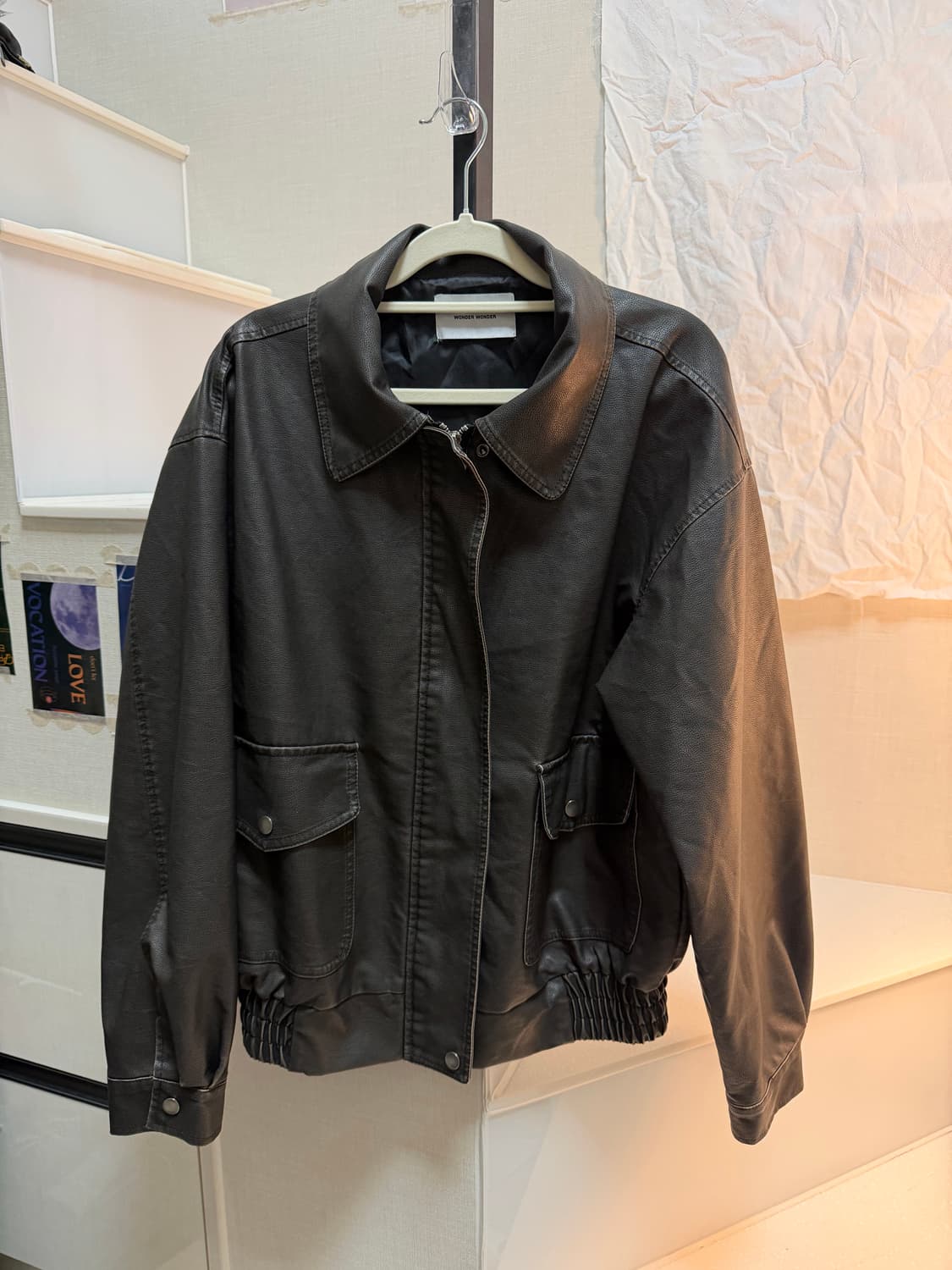 오버핏 페이크레더 자켓 상품이미지1