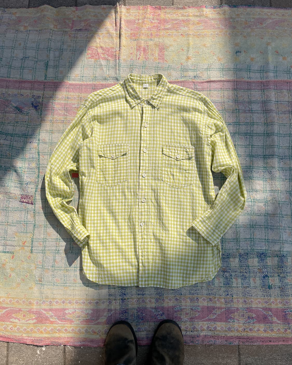 45R 인도 가디(Khadi) 원단 908 깅엄 체크 셔츠 상품이미지1