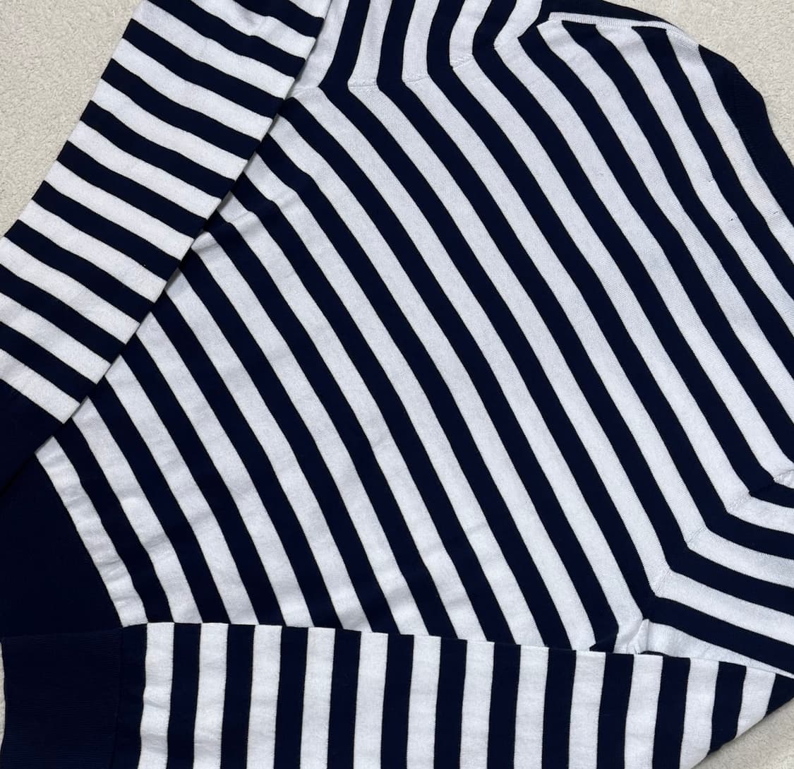 폴로 랄프로렌 네이비 화이트 스트라이프 코튼 가디건(qr) 상품이미지8