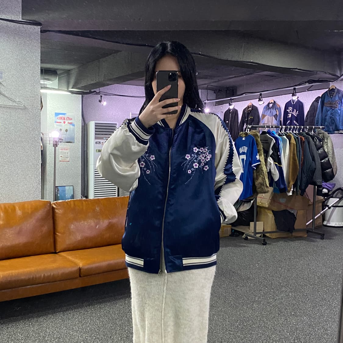 언더에어 자수 빅로고 배색 스카잔 B3135 상품이미지1