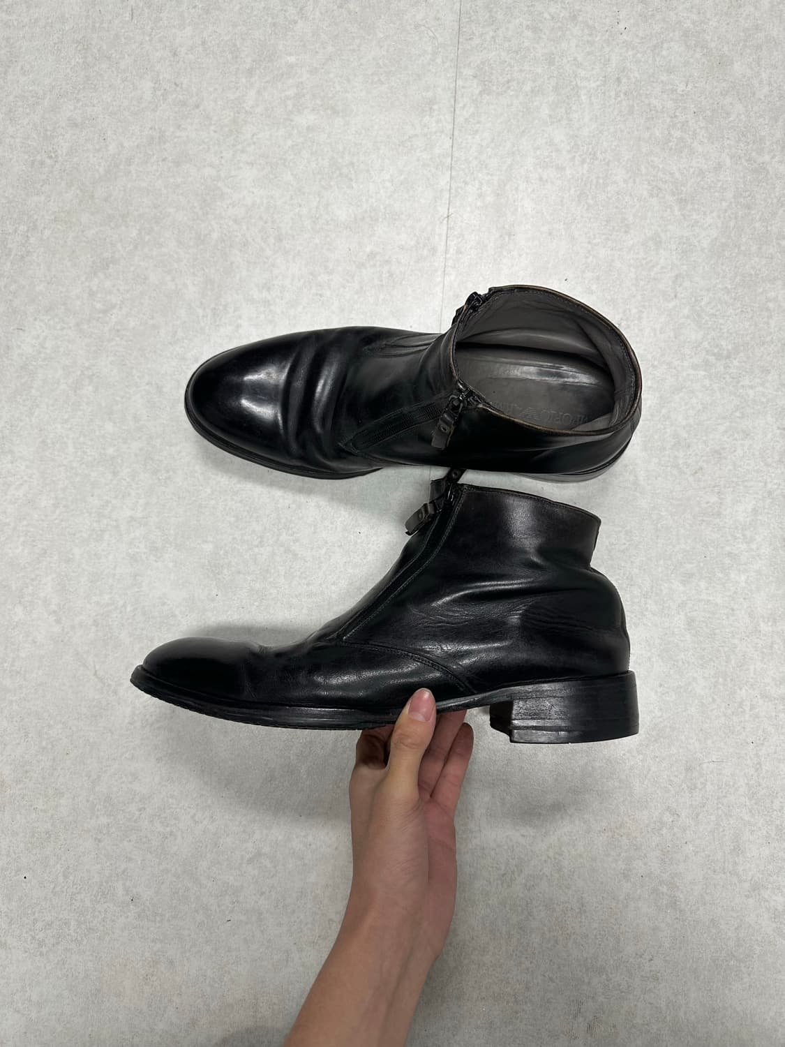 알마니 더블 지퍼 레더 부츠 상품이미지1