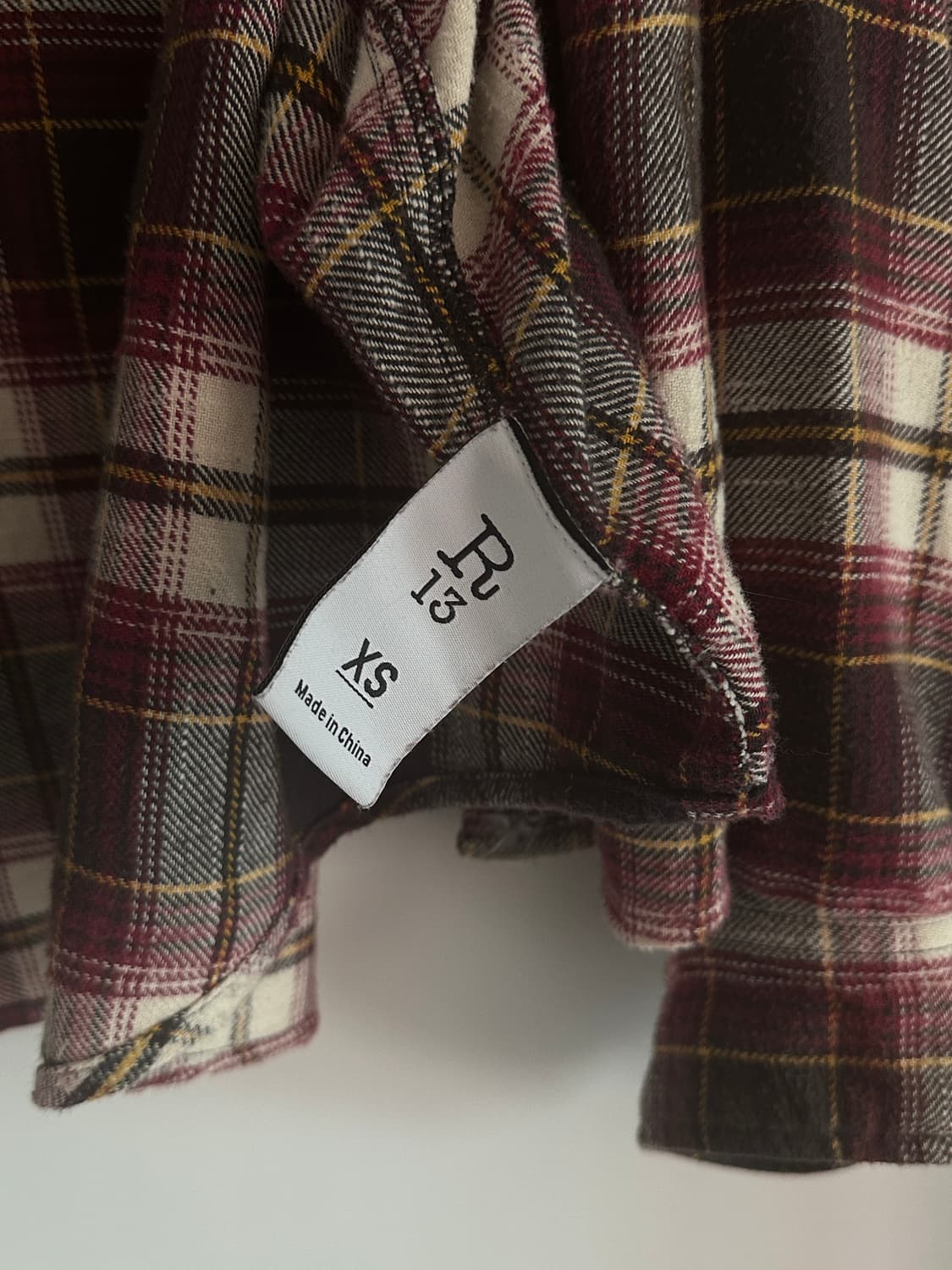 R13 오버사이즈 체크 셔츠 XS 상품이미지6