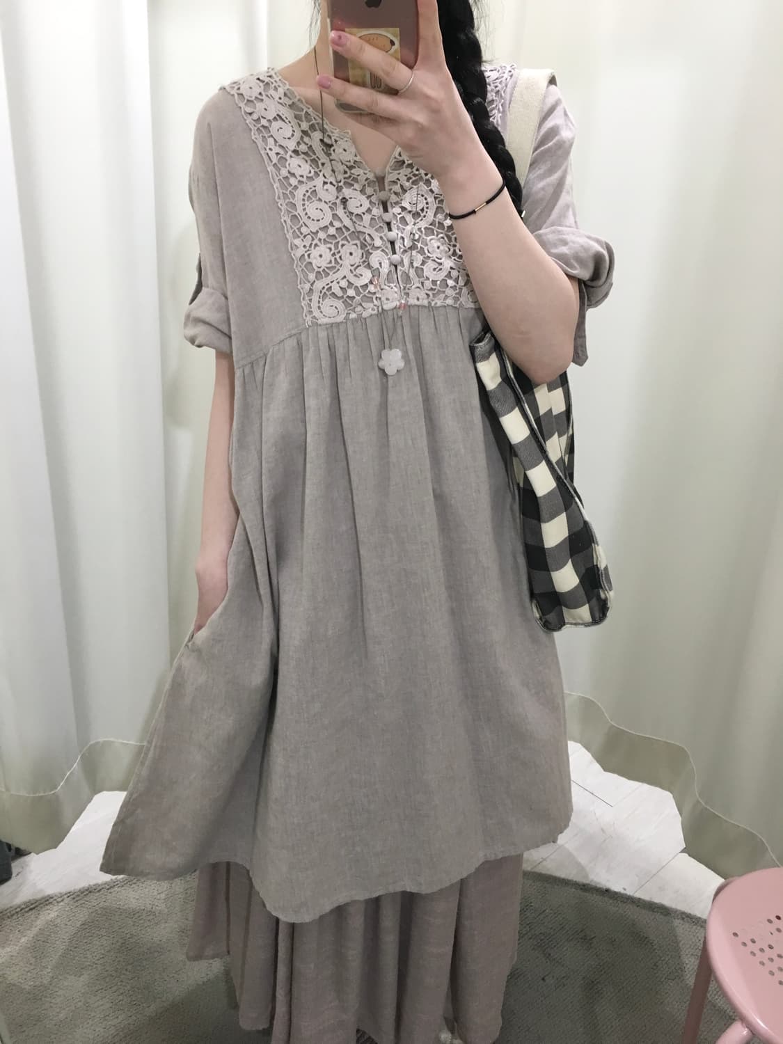 Lace loose-fit Mori dress 상품이미지3