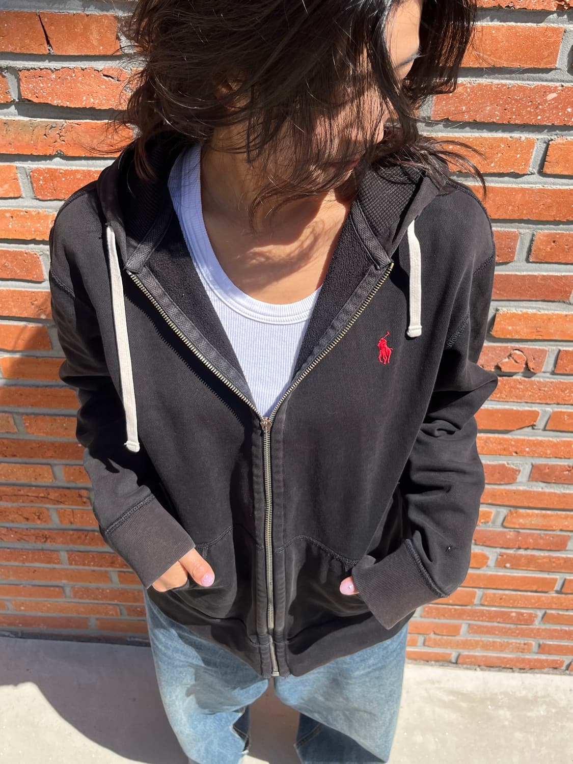 폴로 랄프 로렌 레드 포니 써멀 후드집업 상품이미지1