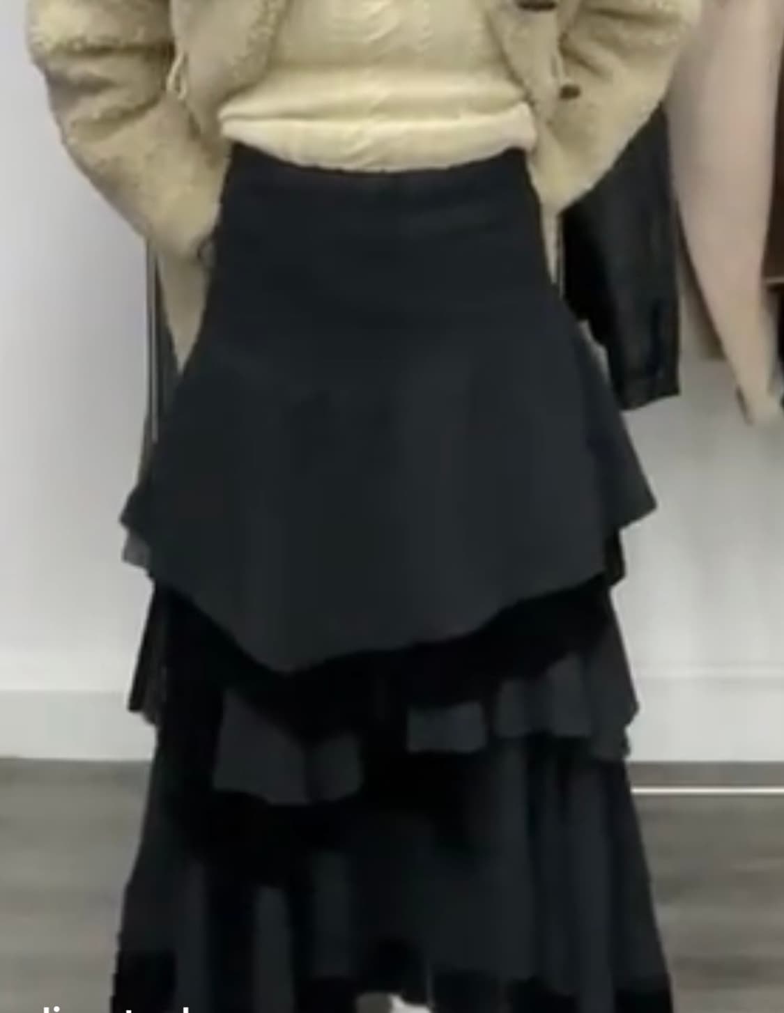 울 벨벳 롱 스커트 상품이미지1