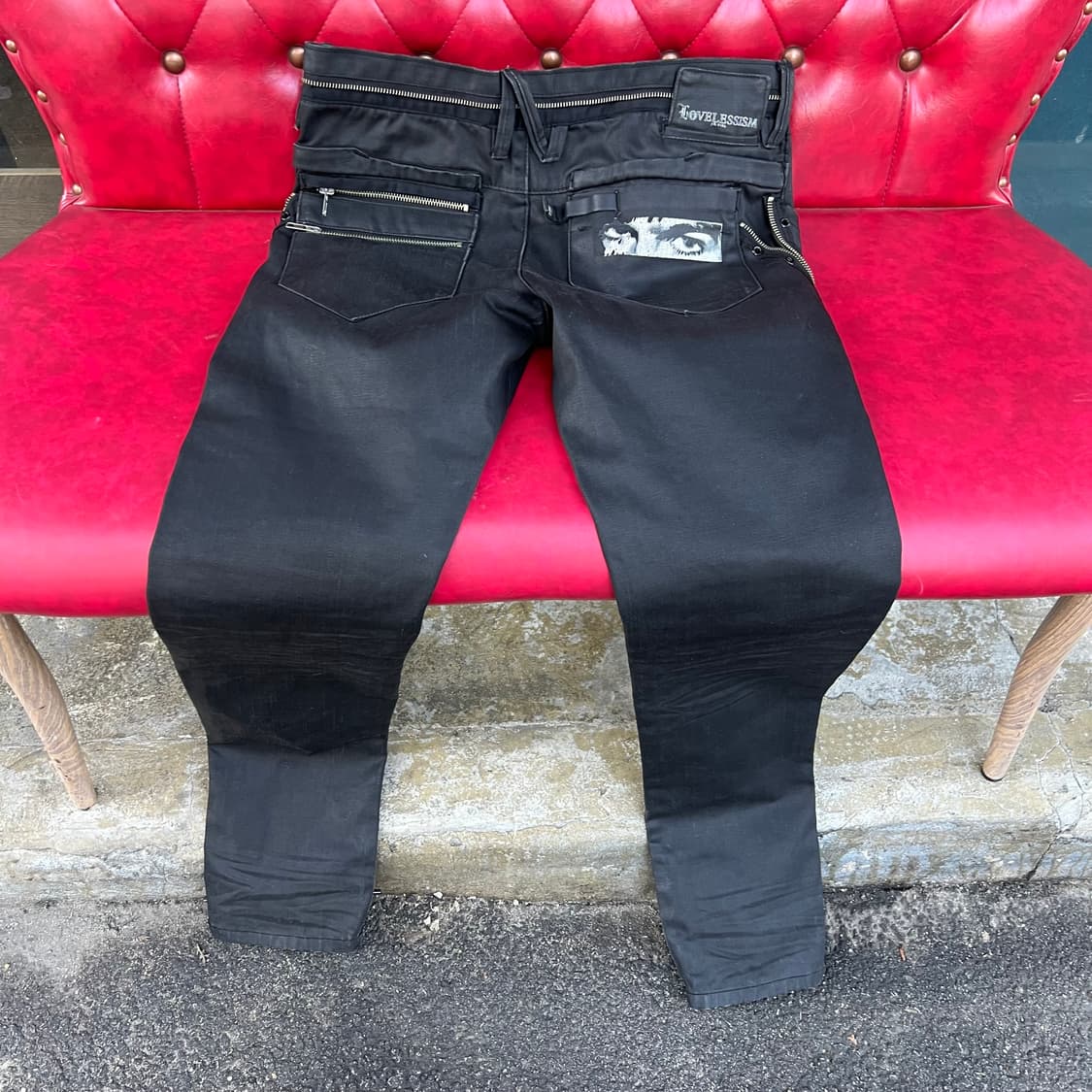 Lovelessism 지퍼 본디지 블랙 코티드 진 상품이미지7