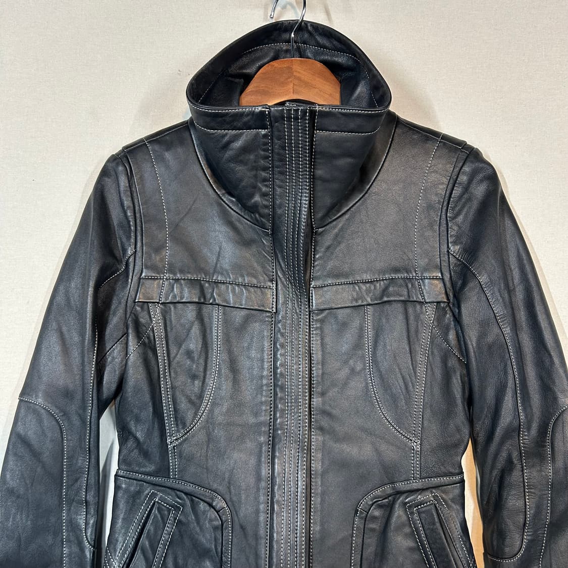 S) 레쥬메 스티치 포인트 벨티드 양가죽 자켓 상품이미지5