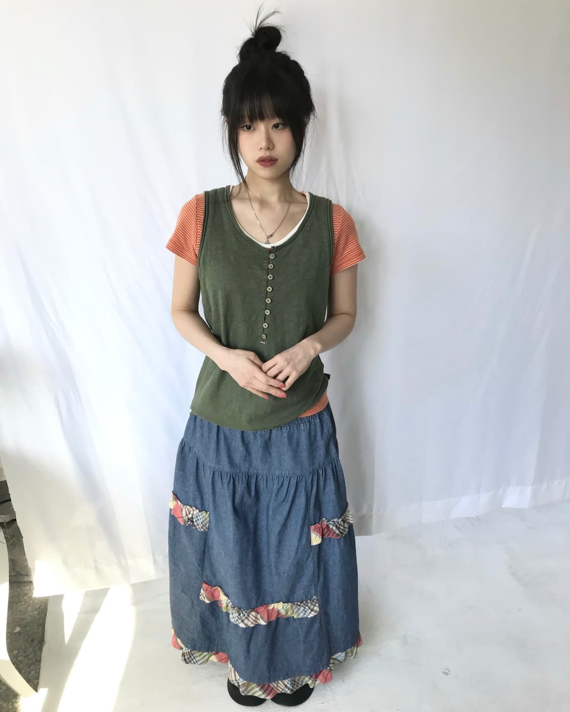 체크 프릴 스커트 상품이미지3