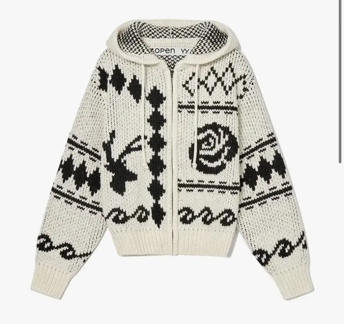 오픈 와이와이 자카드 니트집업 상품이미지1