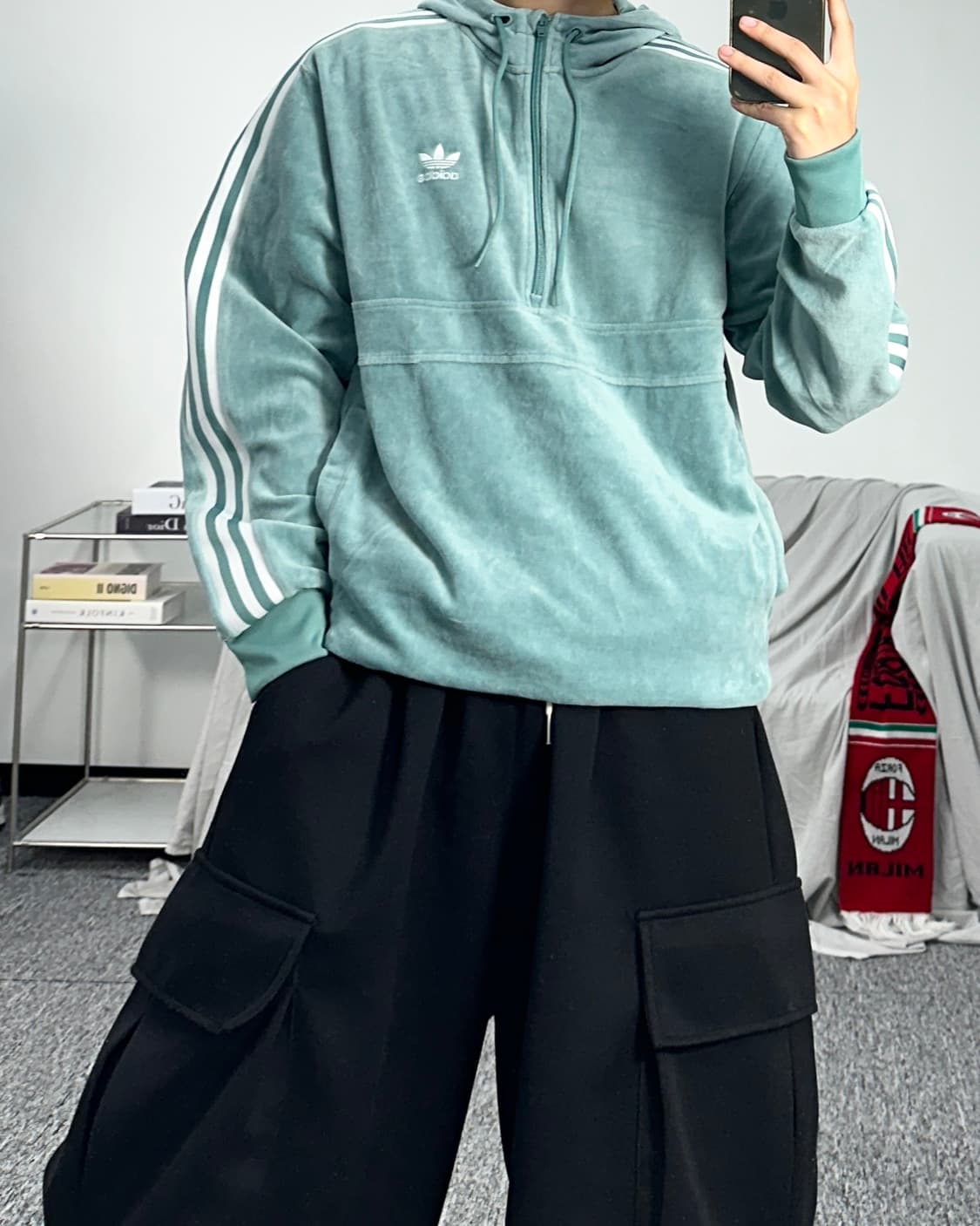 아디다스 코지 벨벳 후드 반집업 M 상품이미지3