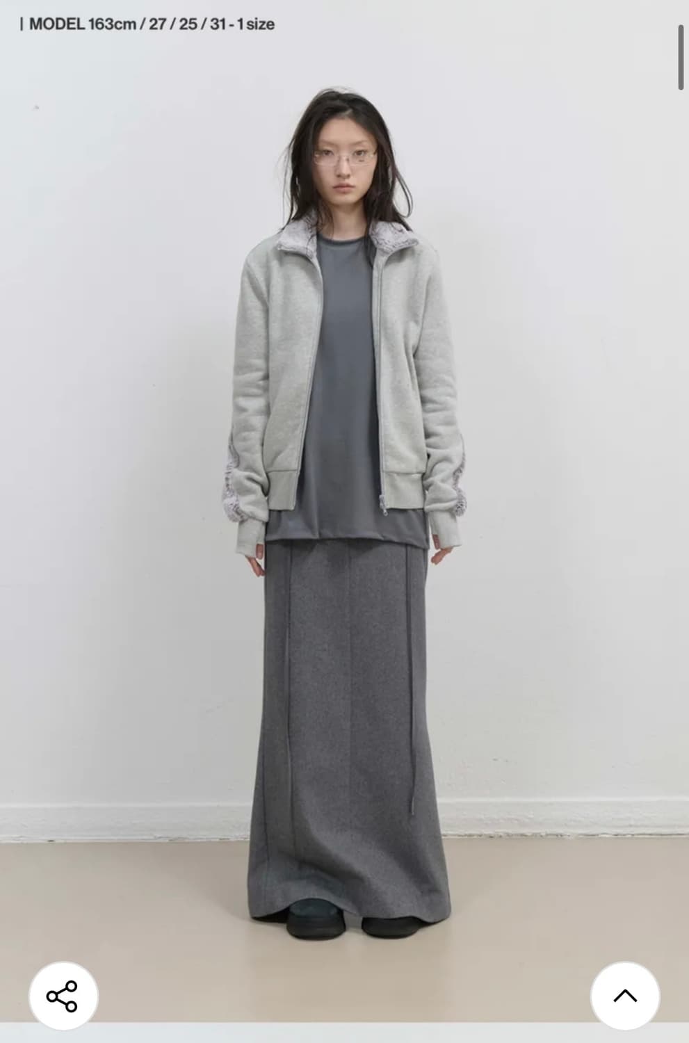 오호스 Fur Trim Jersey Zip-up / Grey 상품이미지3