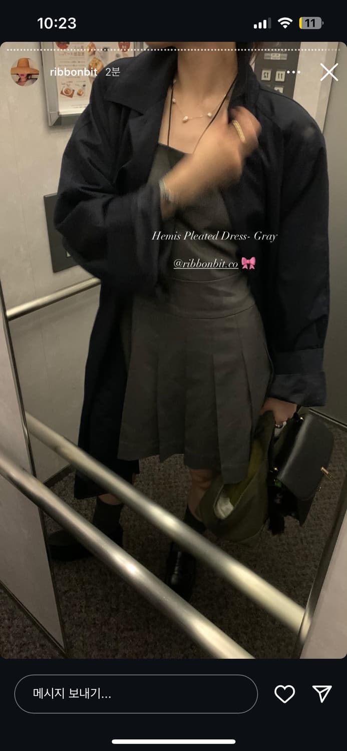 리본빛 원피스 드레스 Hemis Pleated Dress - Gray 상품이미지2