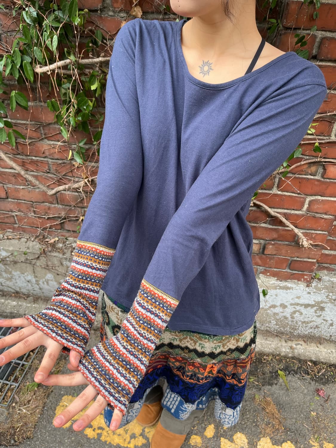 소매 니트 포인트 롱 슬리브 상품이미지3