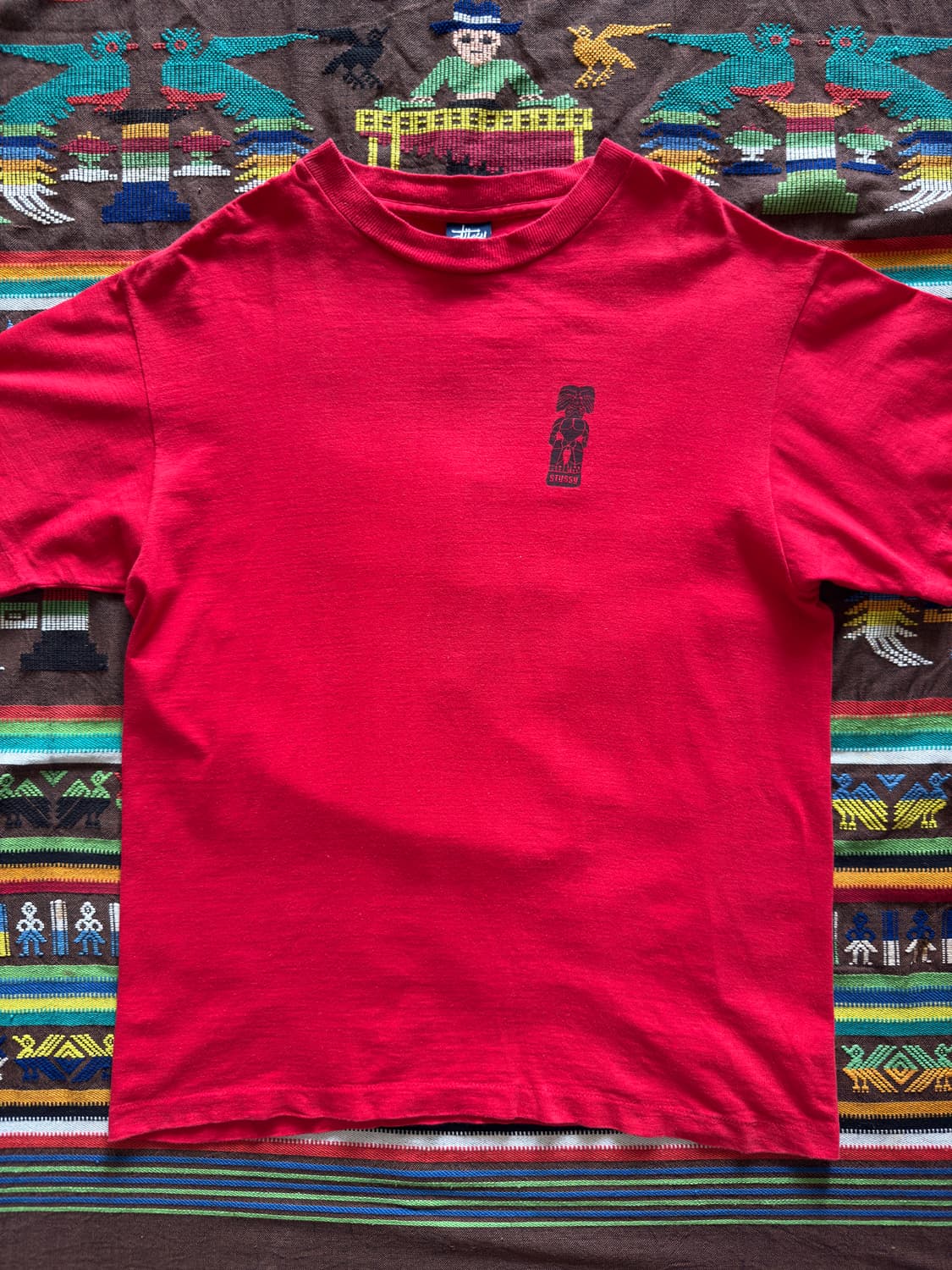 90s USA Stussy 티키 프린팅 티셔츠 상품이미지3