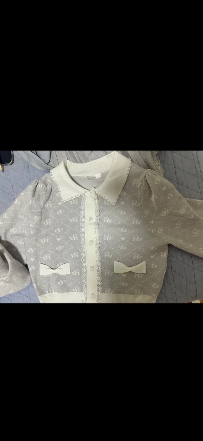 에블린 로고 플리츠 니트 가디건 세트 투피스 스나계 그레일 미셸마카롱 상품이미지6