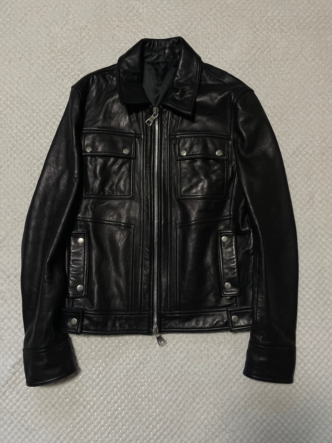 광희시장 웨스턴 무드 2WAY 램스킨 양가죽 포켓 레더 자켓 상품이미지1