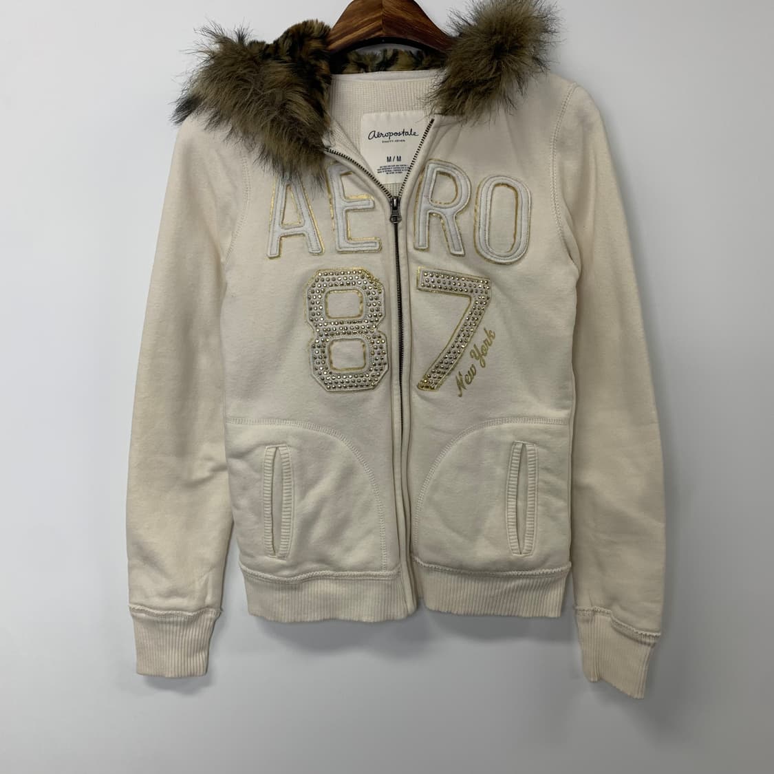 Vintage 빈티지 y2k 와투케 울프죠 크림 후드집업 상품이미지3