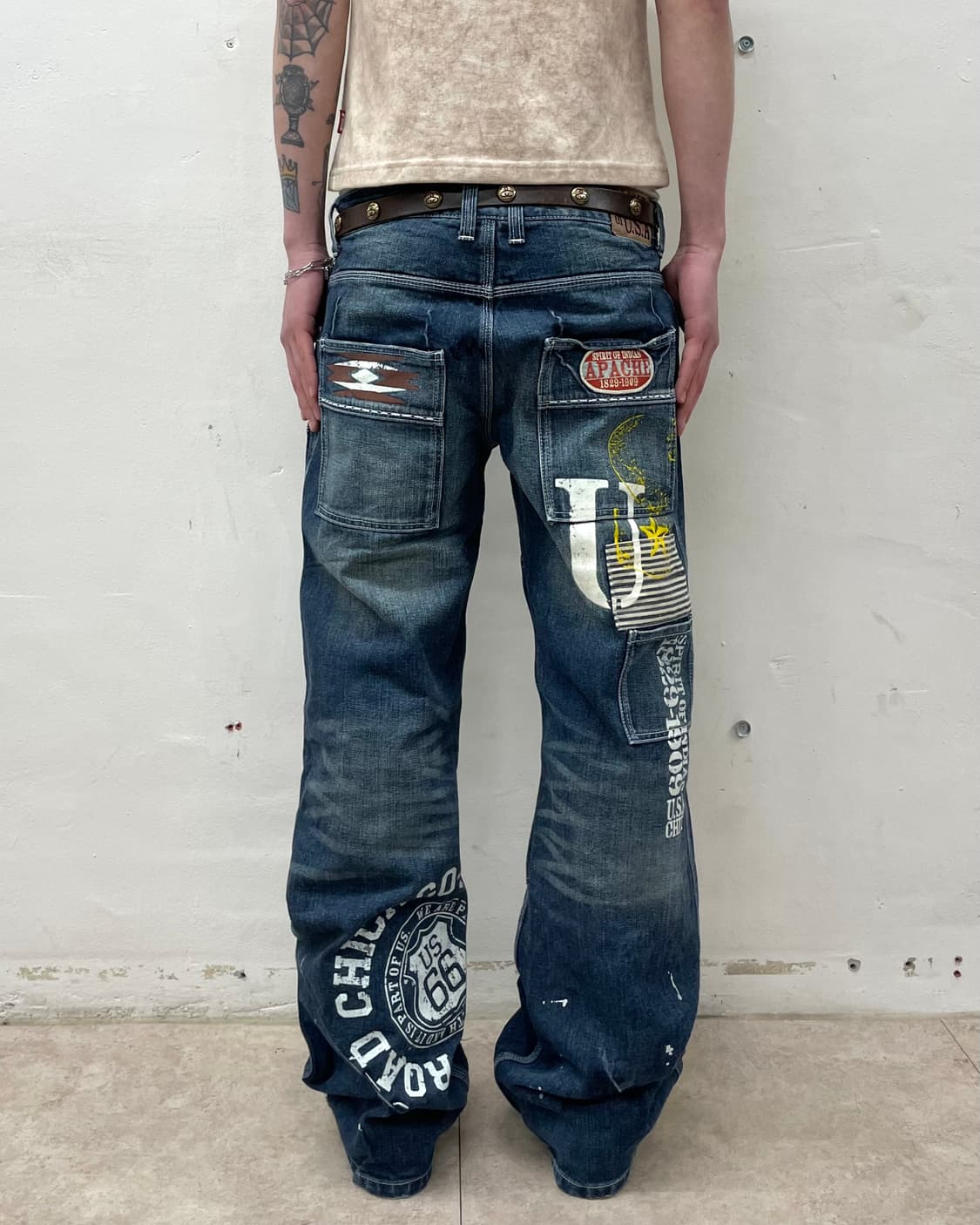 Patchwork Distressed Wappen Denim Pants 상품이미지2