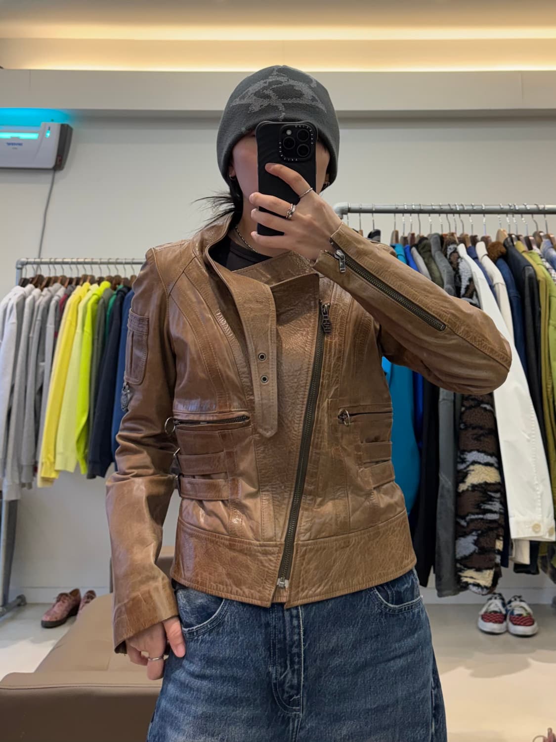 디젤 램스킨 크롭 바이커 자켓 상품이미지7