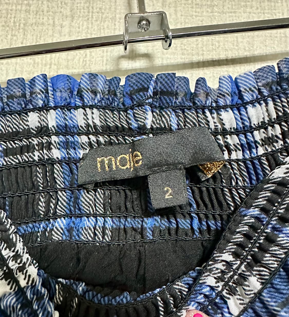 마쥬 maje 란차 블루 체크 셋업 투피스 상품이미지6