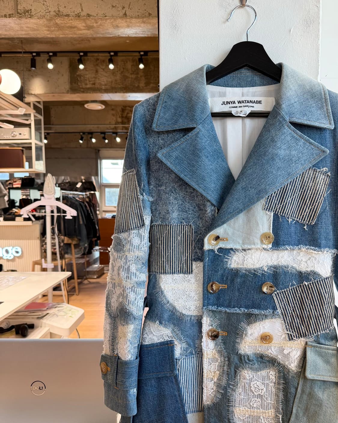 준야 와타나베 데님 패치워크 트렌치 코트  상품이미지4