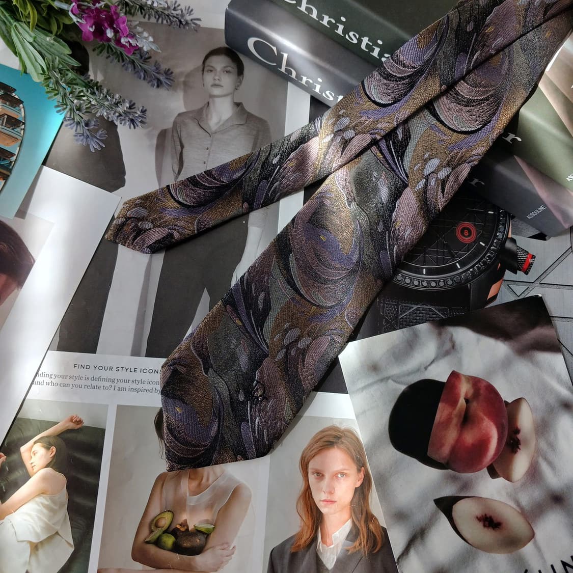 크리스찬 디올 실크 플로럴 자카드 넥타이 8.5cm A등급 A19814 상품이미지3