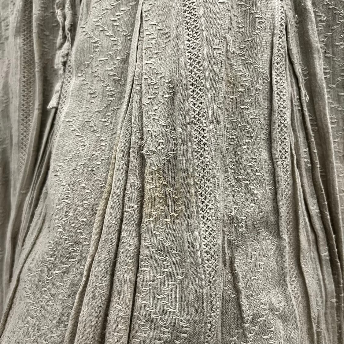 빈티지 에스닉 패턴 피스타치오그린 플리츠 시어 미디스커트 K0145 상품이미지8