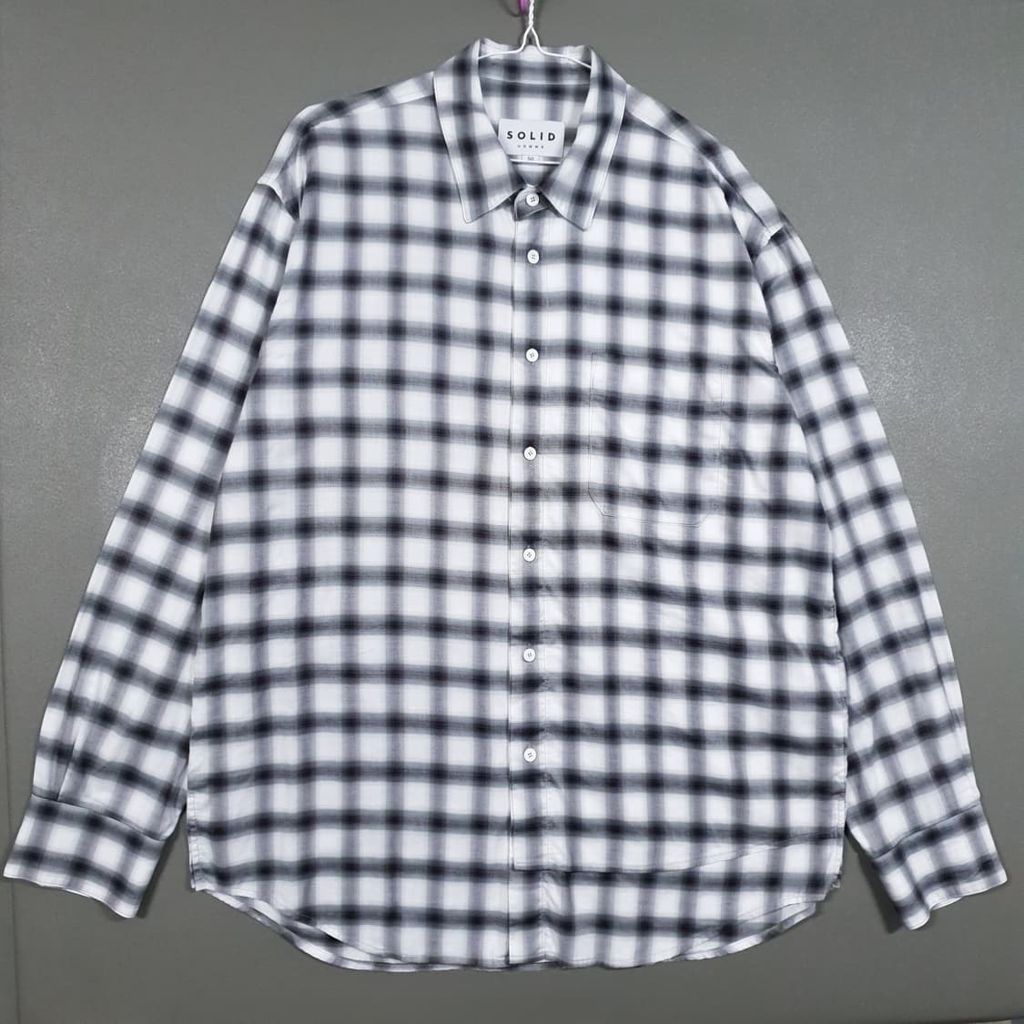XL) 솔리드옴므 우영미 신형 21ss 포켓 체크 플란넬 셔츠 남방 상품이미지1