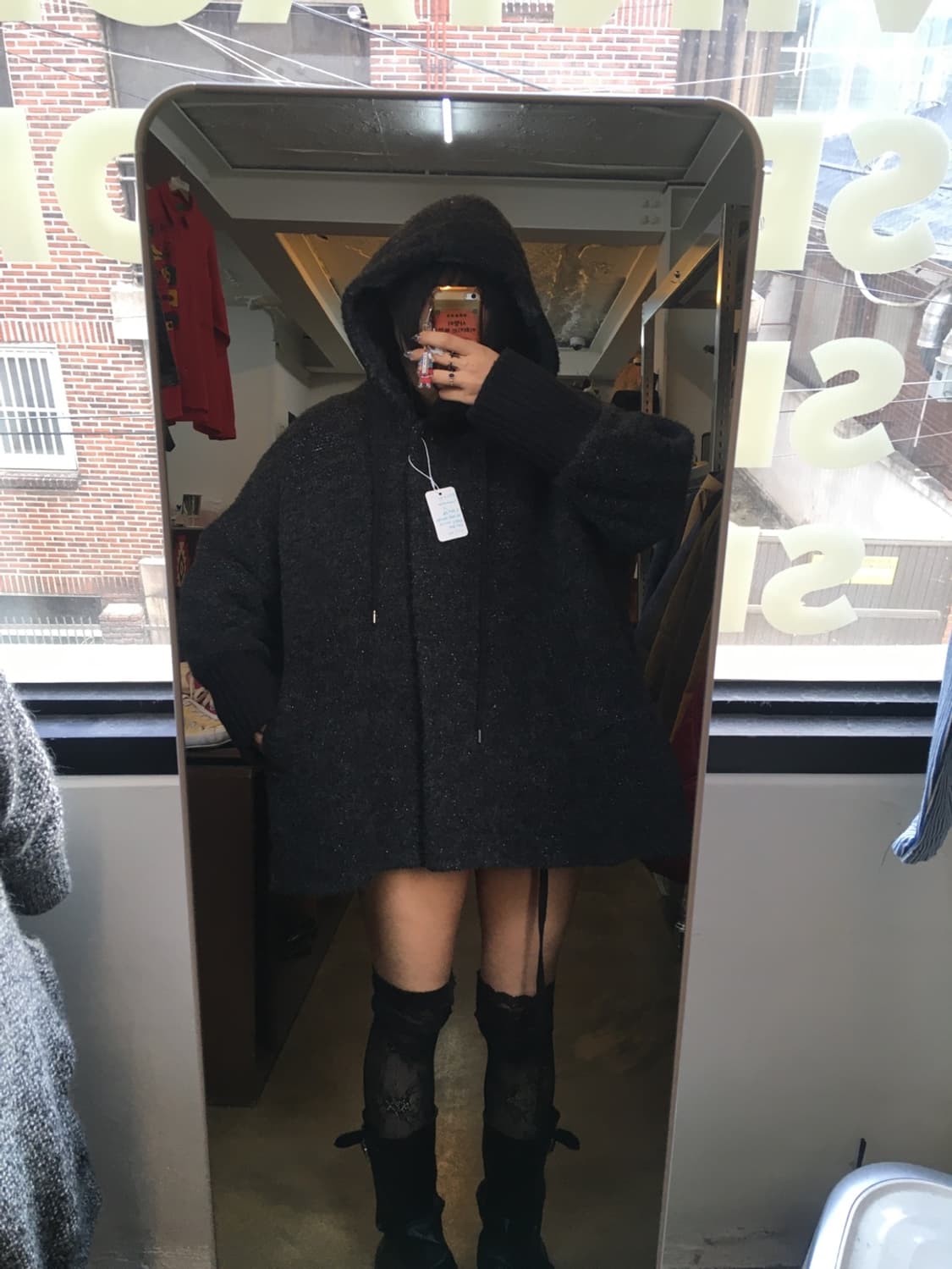 BACCA 투모로우랜드 케이프 형식 울 알파카 혼방 롱립 후드 자켓 상품이미지1