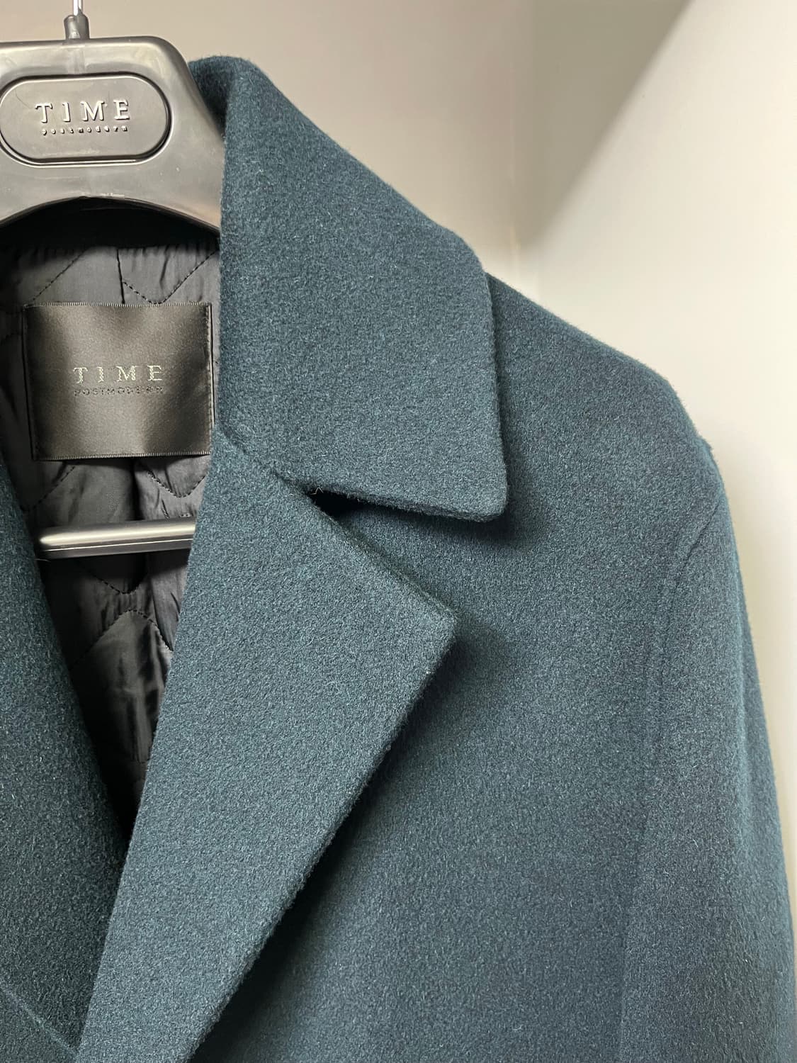 타임옴므 다크그린 캐시미어 세미오버핏 핸드메이드 코트 95사이즈 상품이미지3