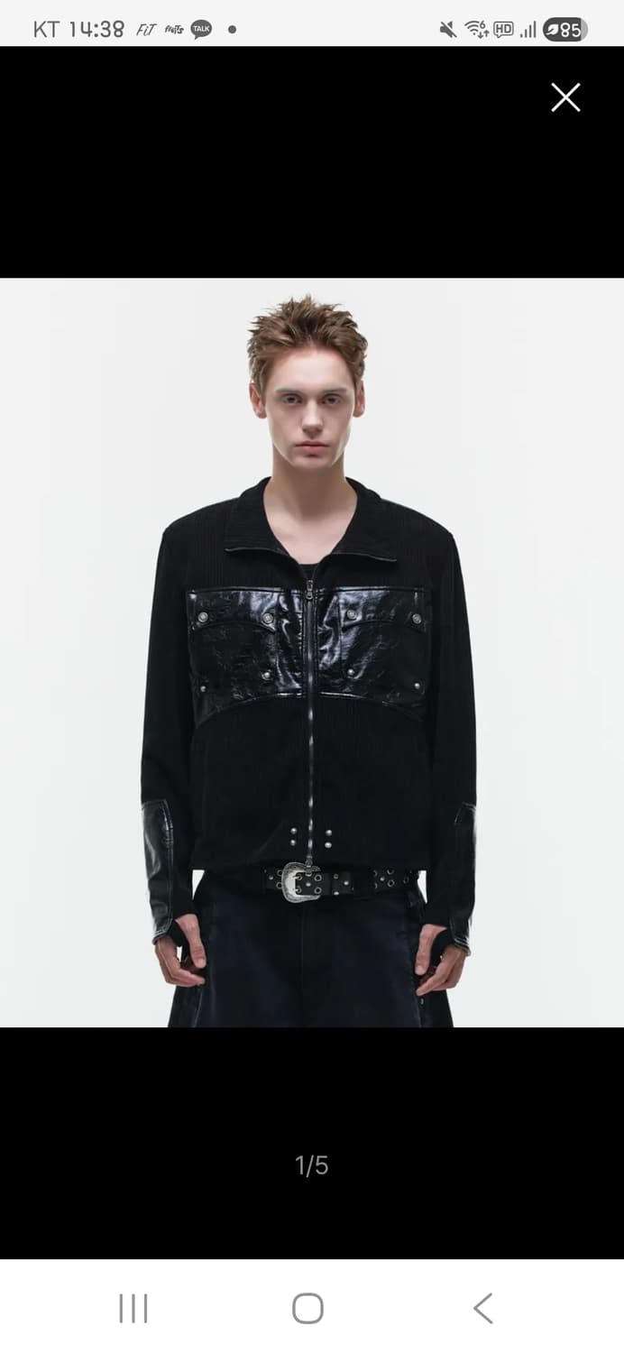 오퍼스0012 컴벳 레더패치 니트집업 M사이즈 상품이미지1