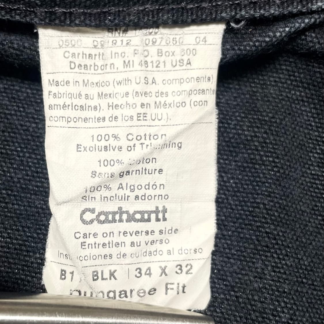 빈티지 칼하트 블랙 싱글니 카펜터 캔버스 워크팬츠 34 상품이미지5