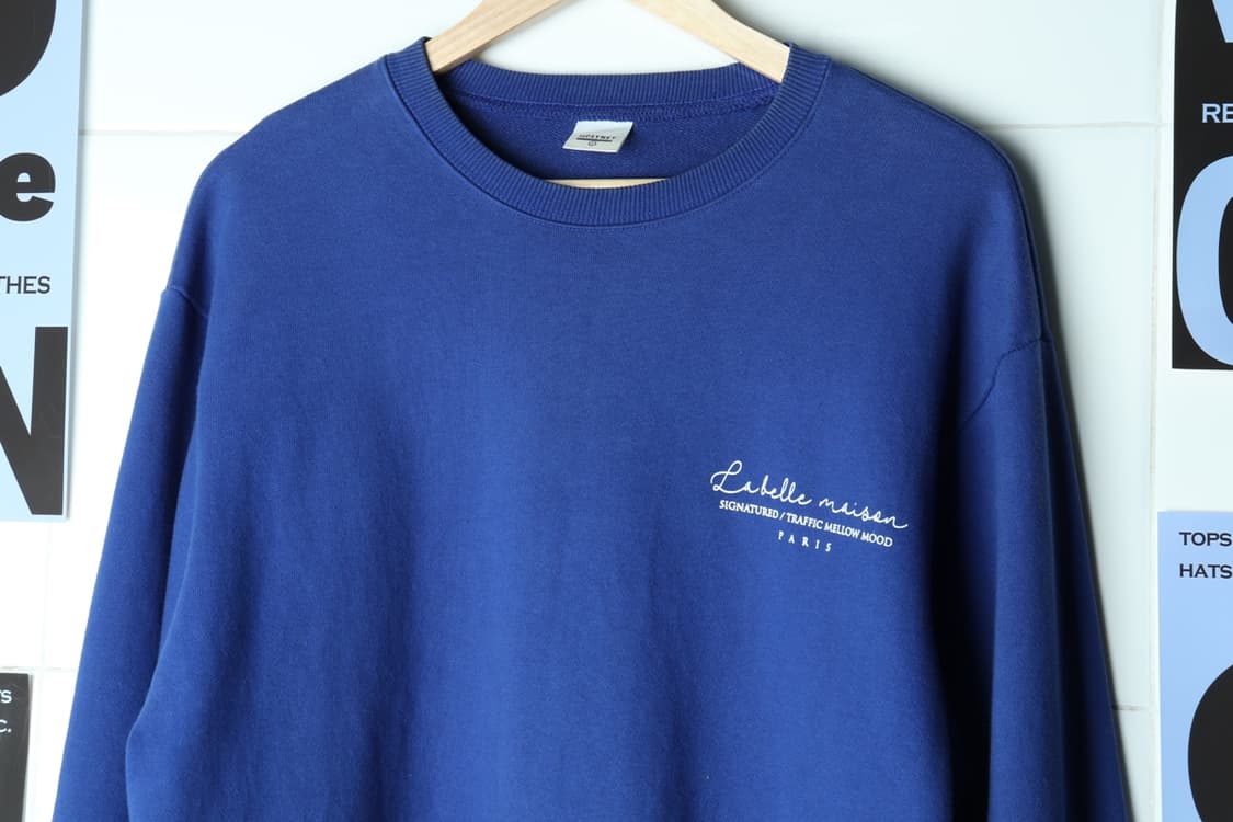 (L-2XL) 브랜드빈티지 맨투맨 티셔츠 피그먼트 블루 스트릿-7AF2 상품이미지3