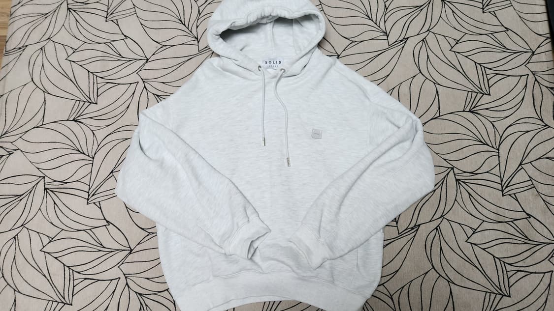 솔리드옴므 백로고 그레이 후디 48 오버핏 상품이미지1