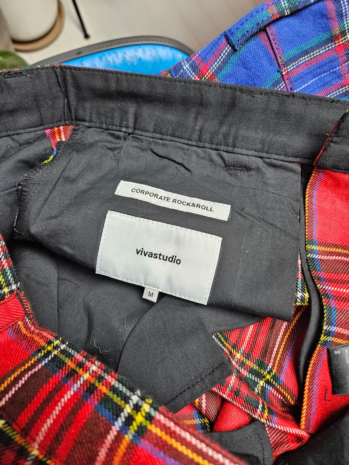 비바스튜디오 vivastudio 펑크 레드 타탄 체크 바지 M 새상품 상품이미지6