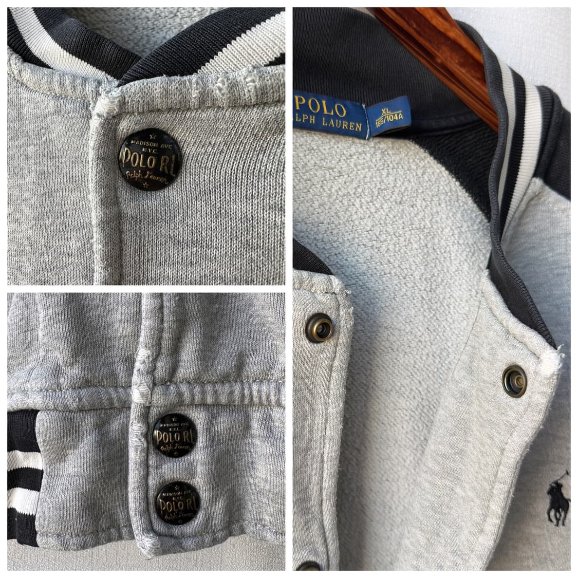 폴로 랄프로렌 바시티 자켓 블랙 그레이 XL 상품이미지8