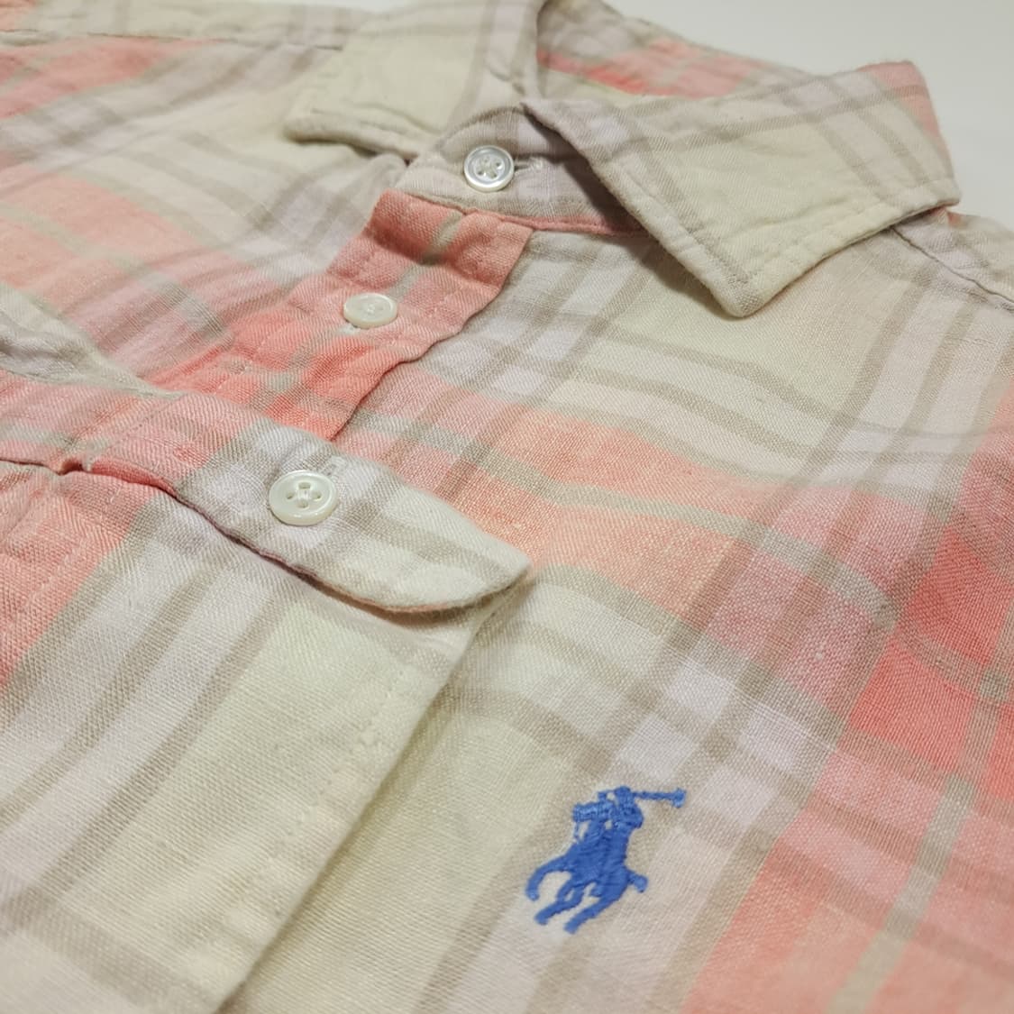 CK133 M 폴로 QR 클래식핏 린넨 타탄체크 소프트피치 셔츠 남방 상품이미지6