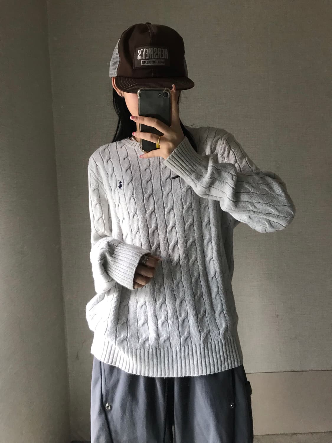 폴로 연그레이 케이블 니트 상품이미지2