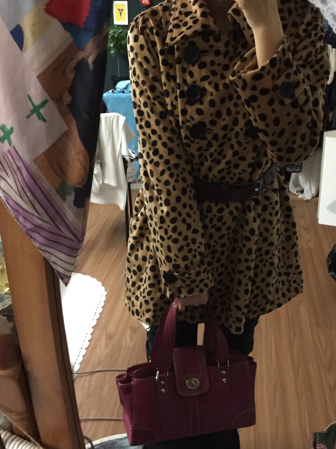 일본 빈티지 레오파드 호피 갸루 코트 자켓 상품이미지1